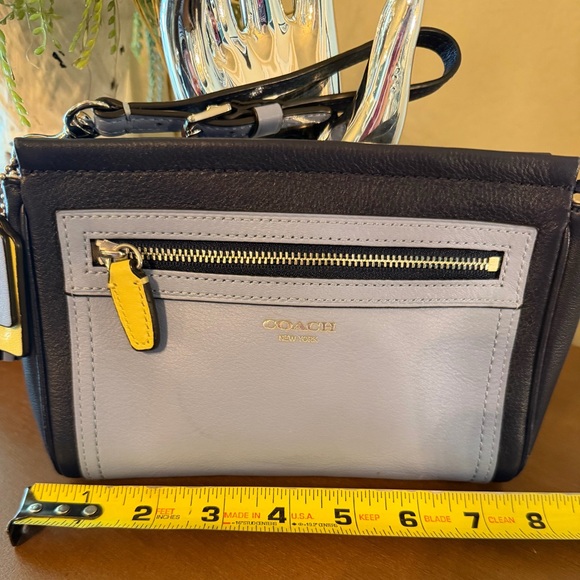 Coach Lite Blue/Navy Blue with Yellow Accents Larger Wristlet- Zippered Pouch - Picture 8 of 12